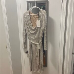 Lavish Alice Silver Sequin Long Sleeve Dress